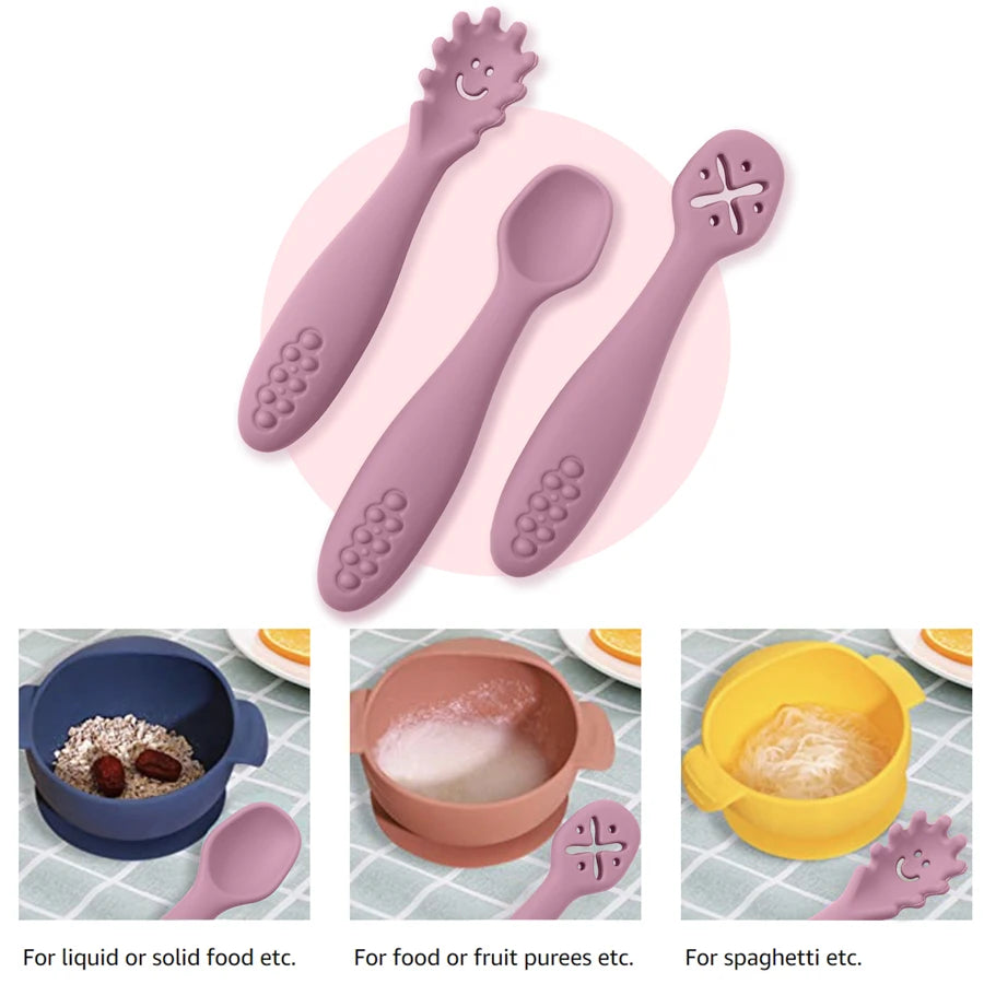 3-Piece Silicone Baby Utensil Set
