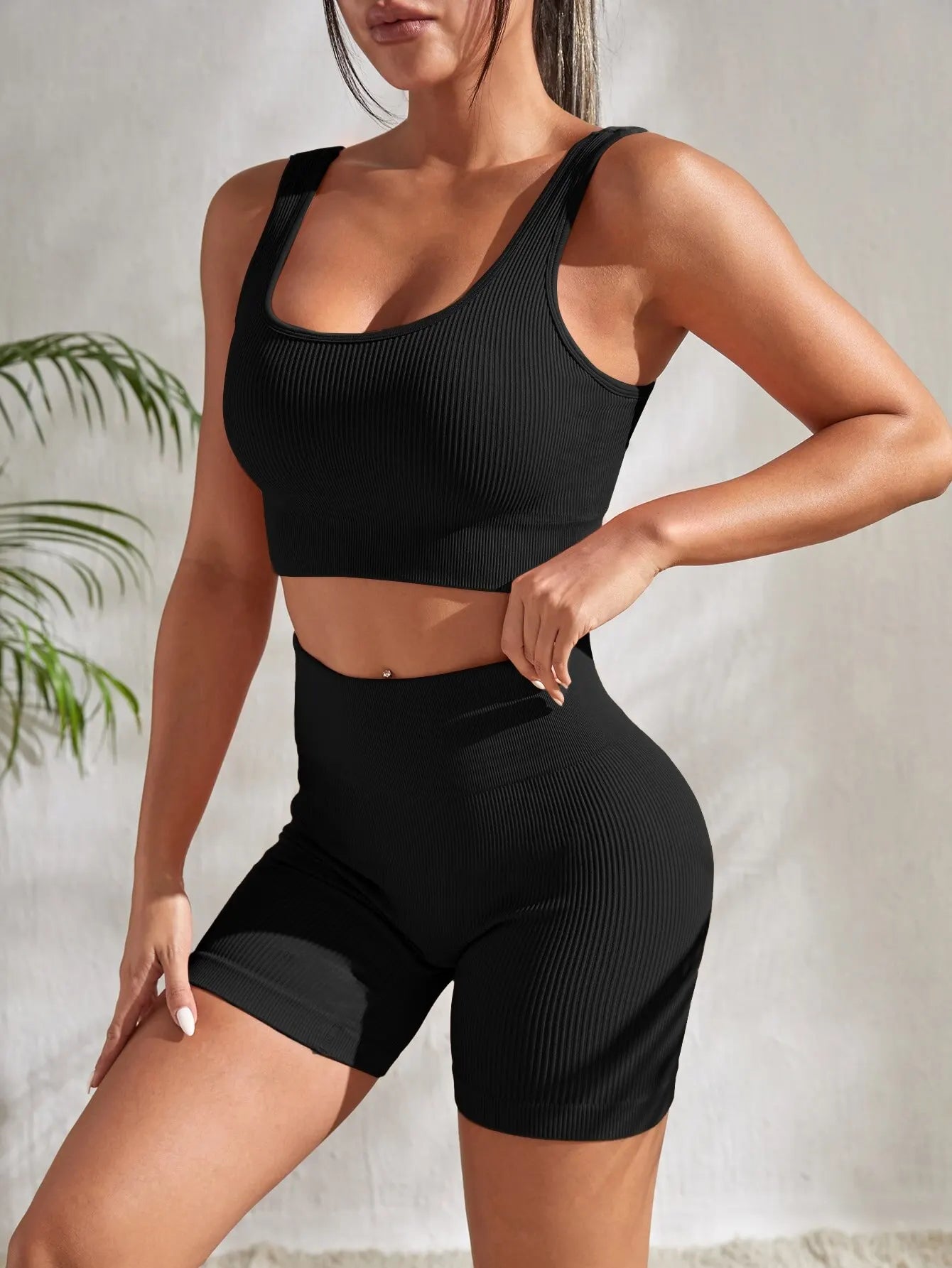 Women’s 2-Piece Seamless Ribbed Workout Set